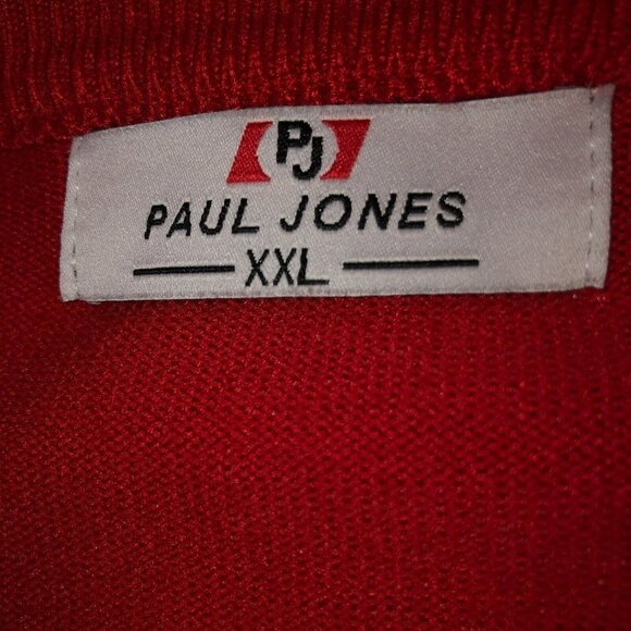 Paul Jones PJ Mens Size XXL Red V Neck Long Sleeve Pullover Red Sweater - Picture 5 of 8